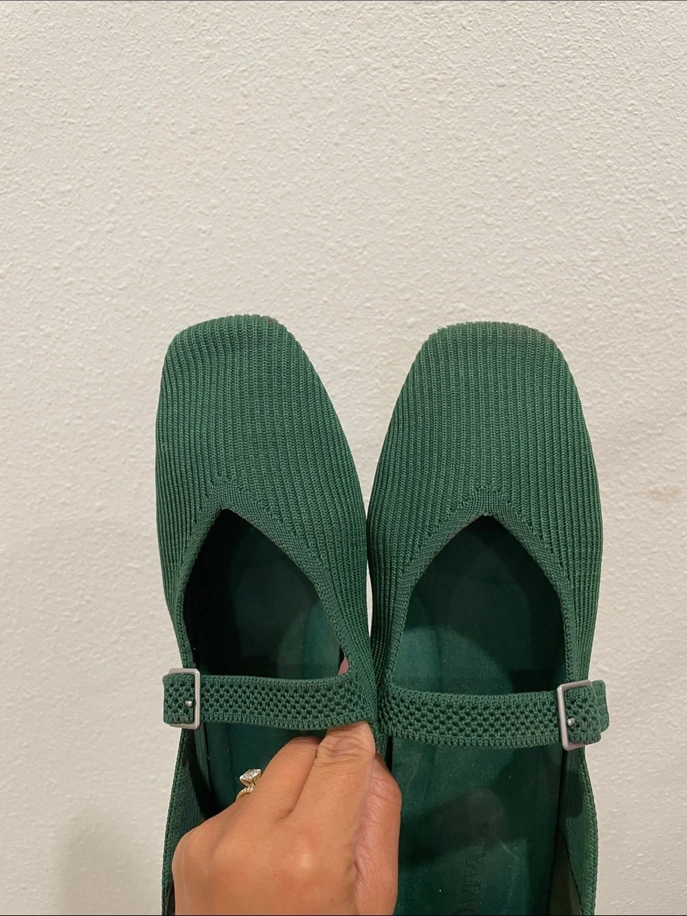 Vivaia Margo Mary Jane Square Toe Flats Emerald Green Size 39